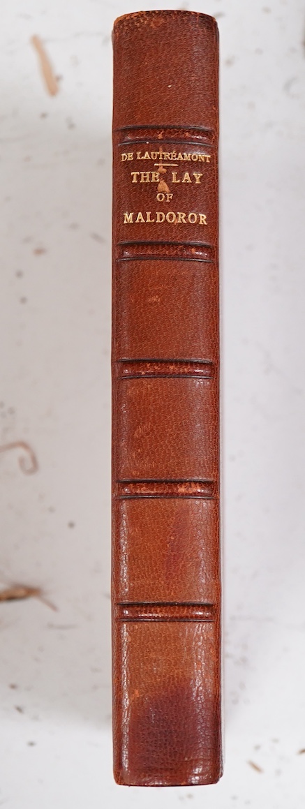 Lautremont, Isidore Ducasse (Comte de) The Lay of Maldoror. Translated from the French by John Rodker with the Introduction by Remy de Gourmont. Limited Edition (of 100 numbered copies on large paper, signed by the trans